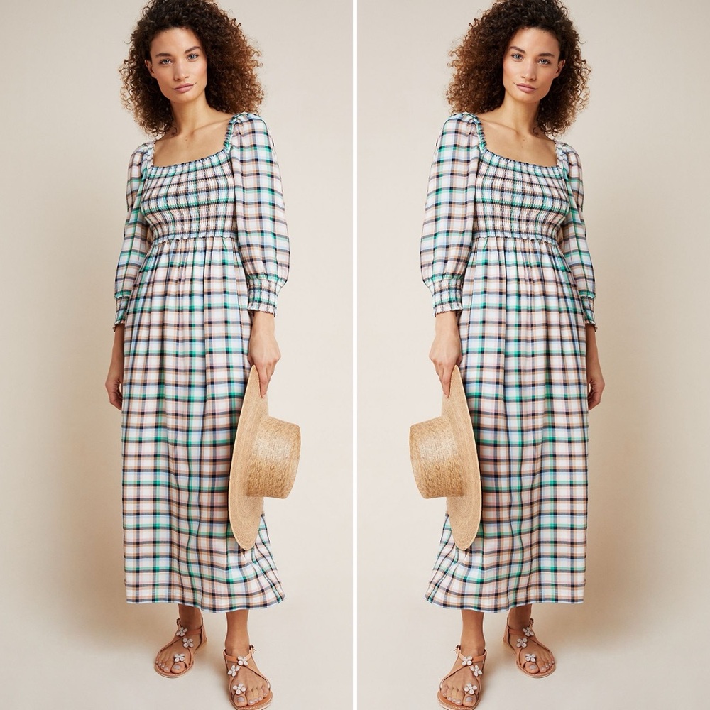 ANTHROPOLOGIE Cerie Smocked Midi Dress by Maeve NWT